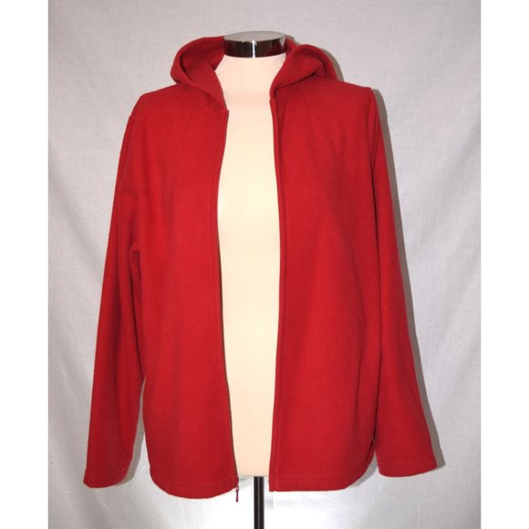 D & Co Red Fleece Zip Hoodie size Medium - Picture 2 of 5